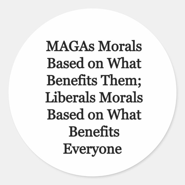 Pegatina Redonda Morales magas vs. moral liberal (Anverso)