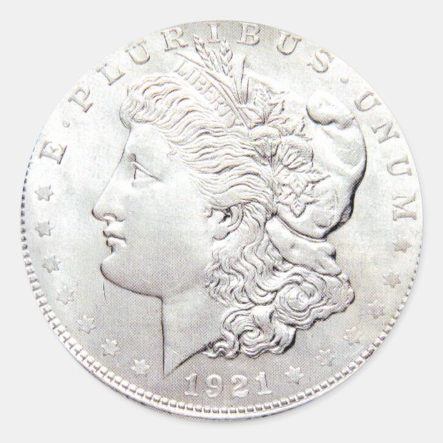 PEGATINA REDONDA MORGAN SILVER DOLLAR (Anverso)