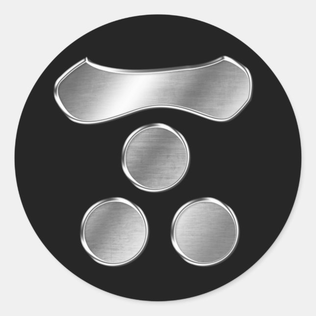 Pegatina Redonda Mori Clan Kamon Silver Chrome (Anverso)