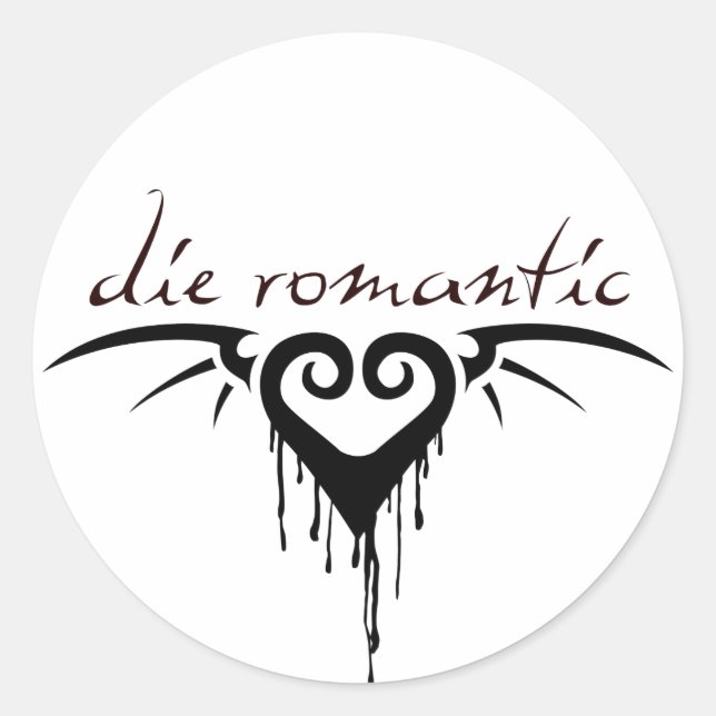 Pegatina Redonda morir romántico (Anverso)