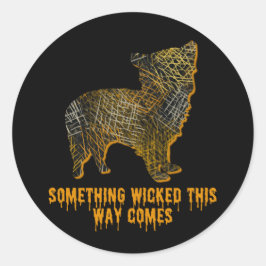 Pegatina Redonda Morkie Designer Dog Silhouette Fun Halloween