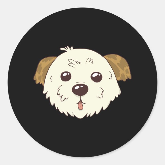 Pegatina Redonda Morkie Dog (Anverso)