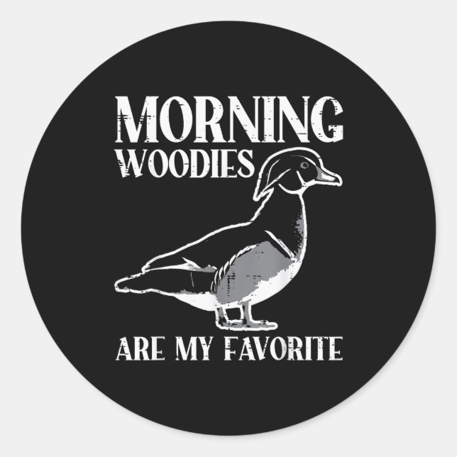 Pegatina Redonda Morning My Favorite Duck Hunting Funny Hunter Men  (Anverso)