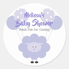 Pegatina Redonda Morple Lamb Baby Shower Cute Sweet Gracias