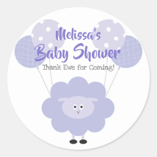 Pegatina Redonda Morple Lamb Baby Shower Cute Sweet Gracias
