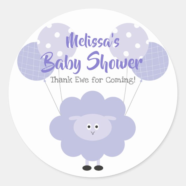 Pegatina Redonda Morple Lamb Baby Shower Cute Sweet Gracias (Anverso)