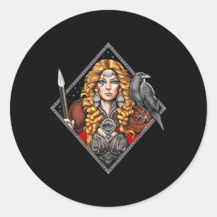 Pegatina Redonda Morrigan Goddess Mithología Celta Pagan Deity Of W