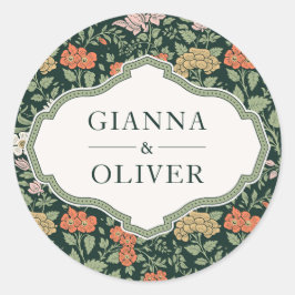 Pegatina Redonda Morris Floral Garden Wedding