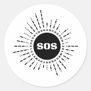 Pegatina Redonda Morse Code Alphabet SOS