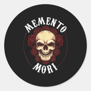 Pegatina Redonda Mortalidad de Memento Mori Filosofía estofada Stoi