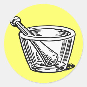 Pegatina Redonda Mortero y Pestle
