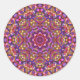 Pegatina Redonda Mosaic PurpleVintage Fractal Kaleidoscope (Anverso)