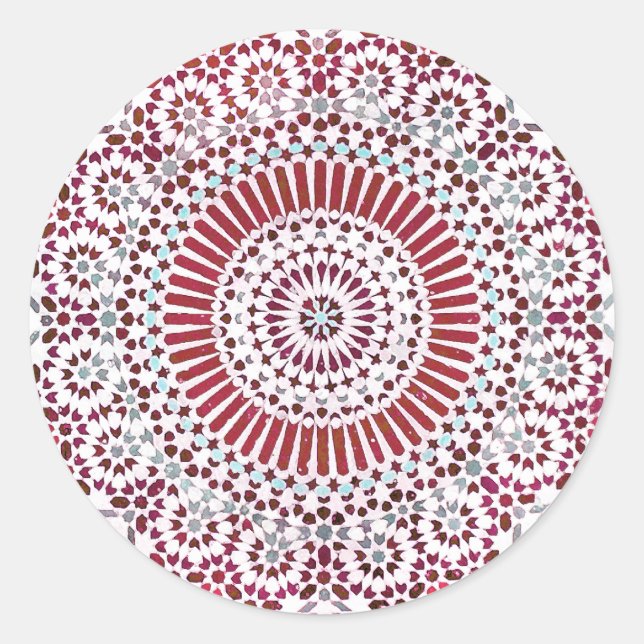 Pegatina Redonda mosaico de círculo de chakra raíz roja (Anverso)