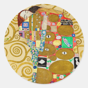 Pegatina Redonda Mosaico de Cumplimiento de Klimt: Friso Vintage St