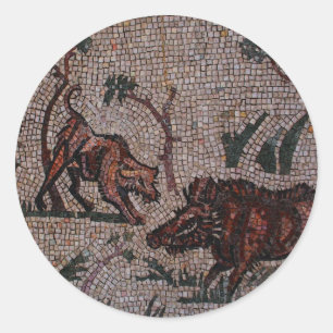 Pegatina Redonda Mosaico romano