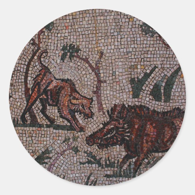 Pegatina Redonda Mosaico romano (Anverso)