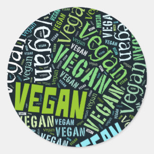 Pegatina Redonda Mosaico "Vegan" de Word-Cloud