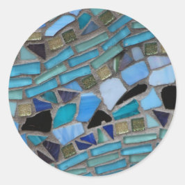 Pegatina Redonda Mosaicos azules y verdes