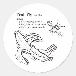 PEGATINA REDONDA MOSCA DE LA FRUTA