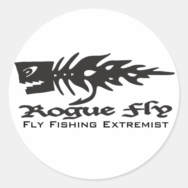 Pegatina Redonda Mosca descontrolada, Pesca con mosca... (Anverso)