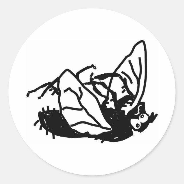 Pegatina Redonda Mosca muerta (Anverso)