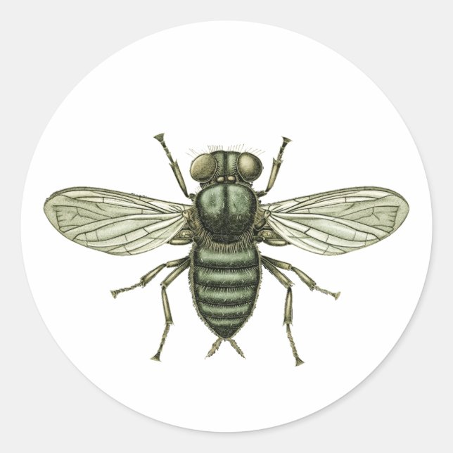 Pegatina Redonda mosca verde (Anverso)