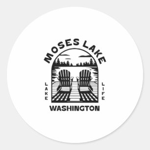 Pegatina Redonda Moses Lake Washington al aire libre Vintage 1