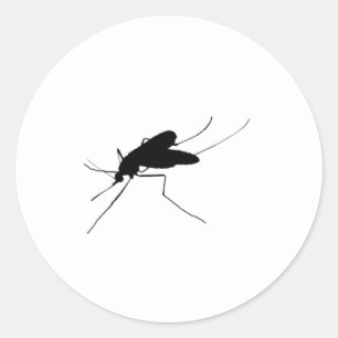 Pegatina Redonda Mosquito Silhouette Molestias insectos/plagas de i