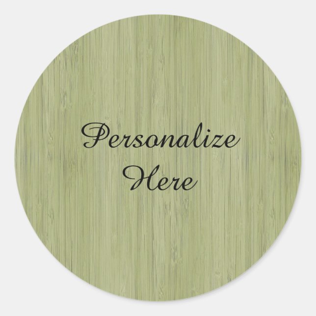 Pegatina Redonda Moss Green Bamboo Wood Grain Look (Anverso)