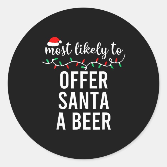 Pegatina Redonda Most Likely To Christmas Shirt Matching Family Paj (Anverso)