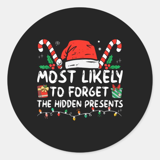 Pegatina Redonda Most Likely To Forget The Hidden Presents Family C (Anverso)