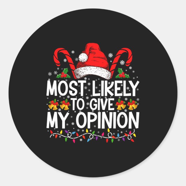 Pegatina Redonda Most Likely To Give My Onion Funny Christmas  (Anverso)