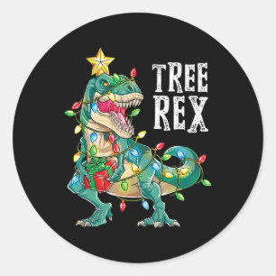 Pegatina Redonda Most Wonderful Christmas Co Dinosaur Navidad Árbol
