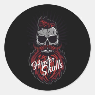 Pegatina Redonda Mostazo Hipster Mustache Barba Logotipo de barba