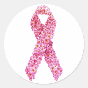 Pegatina Redonda Mostrar Apoyo Cinta Rosa Conciencia del Cáncer de 