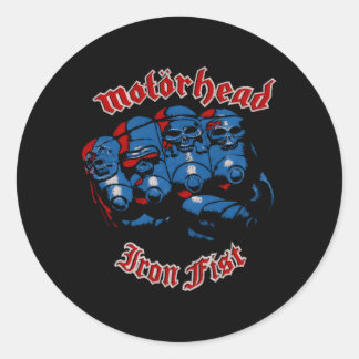 Pegatina Redonda Motã・cabeza Â€"Iron Red Blue Skulls