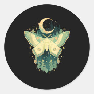 Pegatina Redonda Moth Fairycore Goblincore Whimsigoth Cottagecore