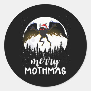 Pegatina Redonda Moth Merry Mothmas Creepe Folklore Criptid