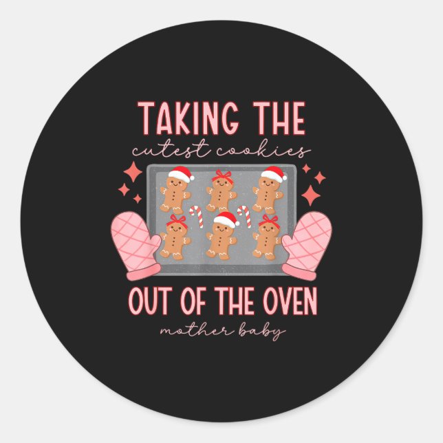 Pegatina Redonda Mother Baby Nurse Christmas Mbu Stpartum Nurse Xma (Anverso)