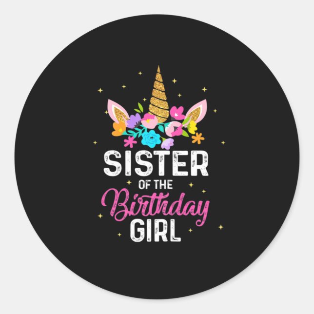 Pegatina Redonda Mother Gift | Sister Of The Birthday Girl Birthday (Anverso)