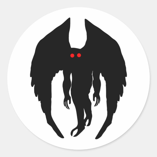 Pegatina Redonda Mothman Cryptid (Anverso)