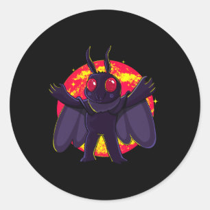 Pegatina Redonda Mothman Cute Criaturas Cripticas Punto Agradable W