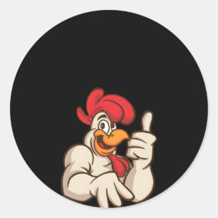 Pegatina Redonda Motif Campesino De Pollo Con Motif De Pollo