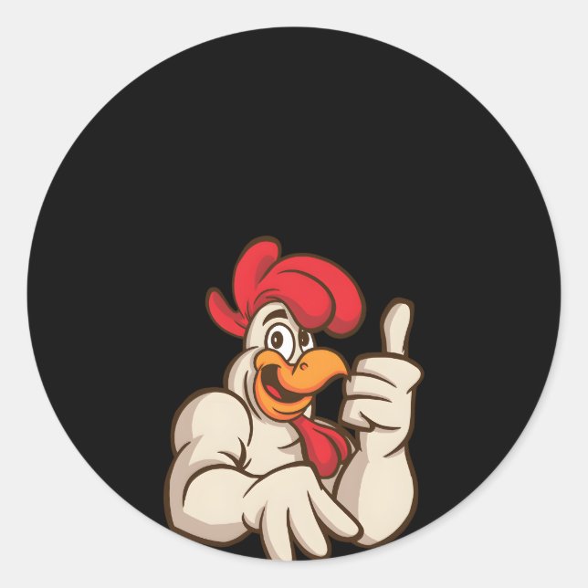 Pegatina Redonda Motif Campesino De Pollo Con Motif De Pollo (Anverso)