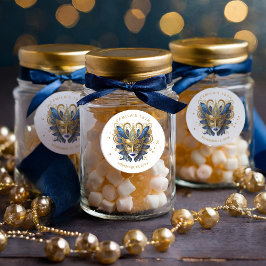 Pegatina Redonda Motif de mascarada dulce 16 Blue Gold ID1032