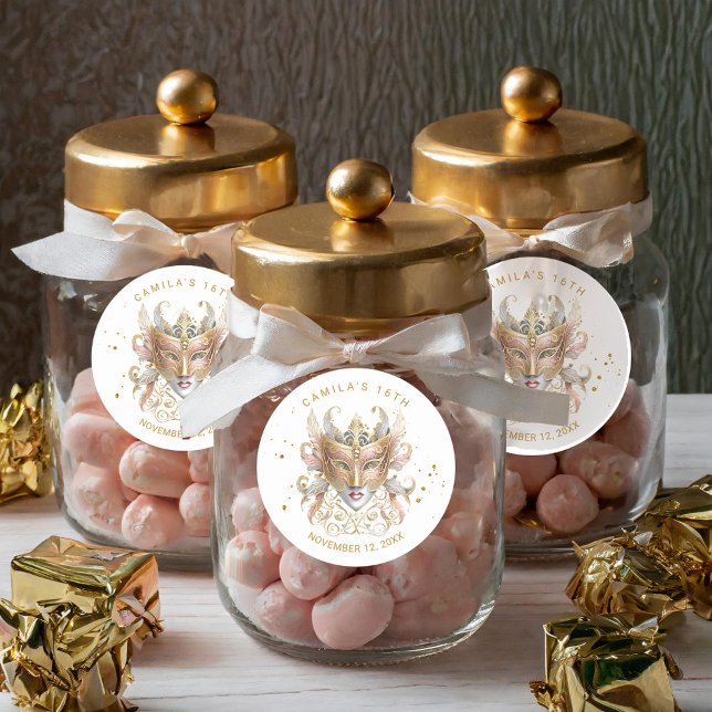 Pegatina Redonda Motif de mascarada dulce 16 ID de oro Rosa1032 (Subido por el creador)