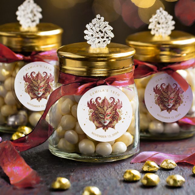 Pegatina Redonda Motif de mascarada dulce 16 Red Gold ID1032 (Subido por el creador)