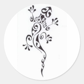 Pegatina Redonda Motif-tatouage-lezard-polyn-sien