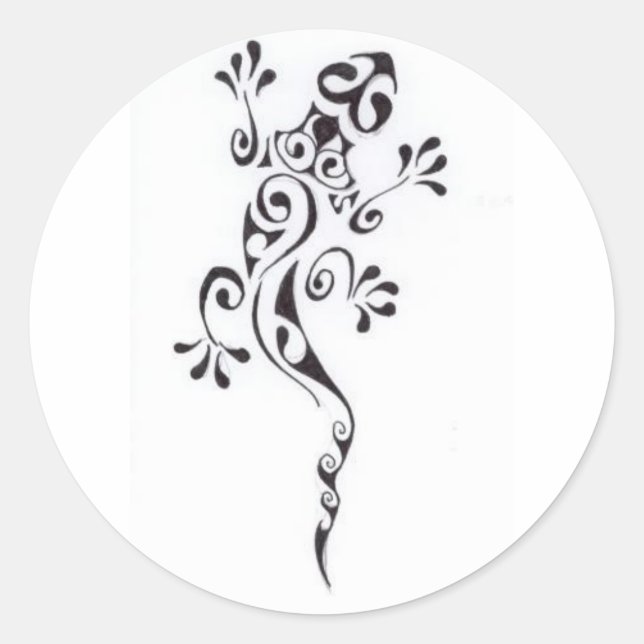 Pegatina Redonda Motif-tatouage-lezard-polyn-sien (Anverso)