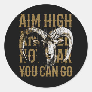 Pegatina Redonda Motivación diciendo Goat Ram